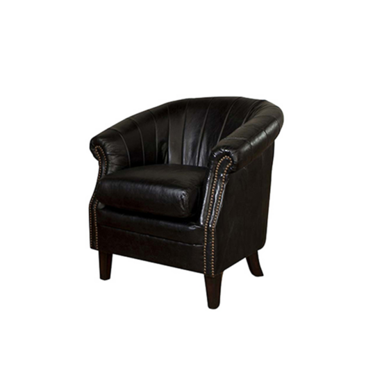 Roosevelt Aged Full Grain Leather Tub Chair - Belon Black